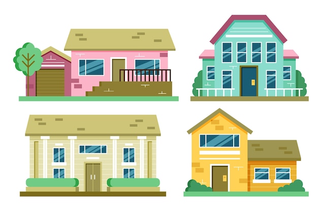 Free vector pack of minimalist different houses