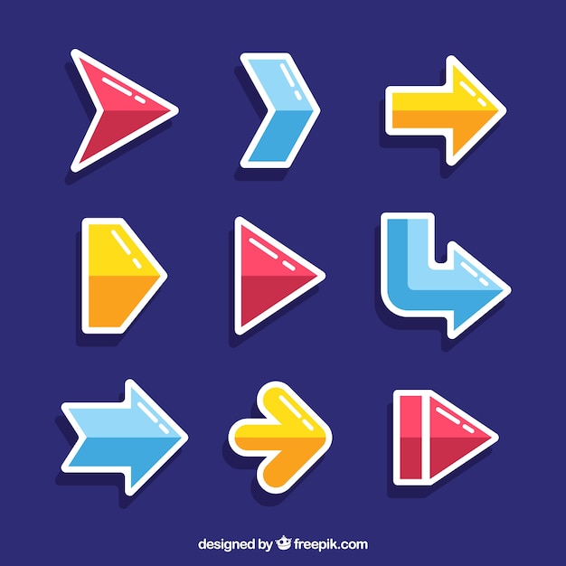Pack of modern arrow stickers