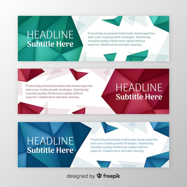 Pack of modern banners with geometric design