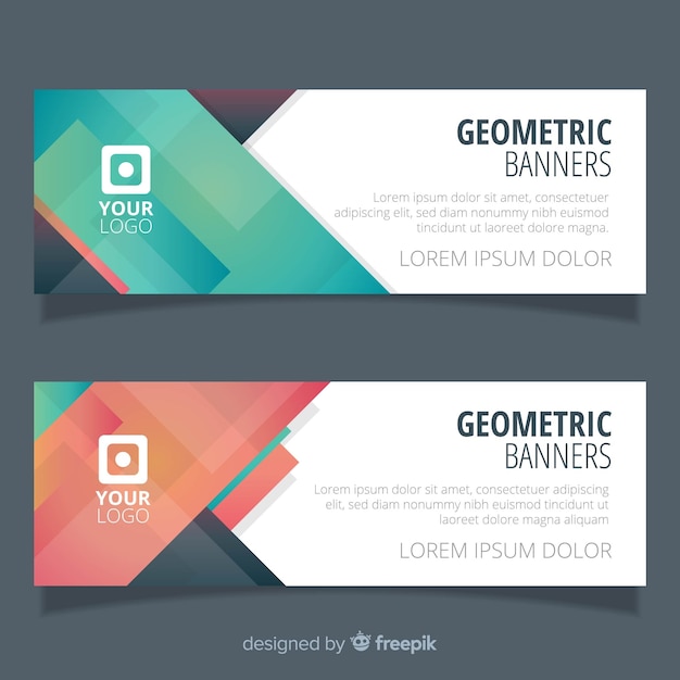 Free vector pack of modern banners with geometric design