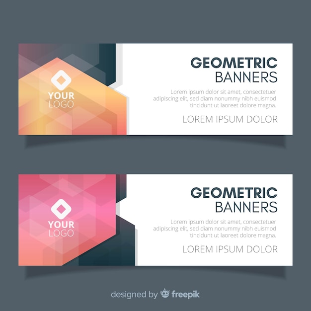 Free vector pack of modern banners with geometric design