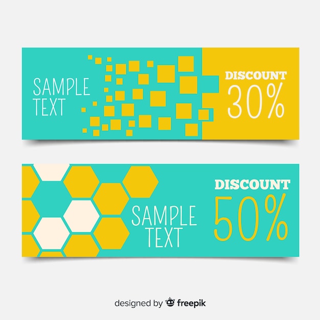 Pack of modern banners with geometric design