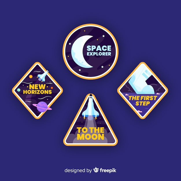 Free vector pack of modern colorful space stickers