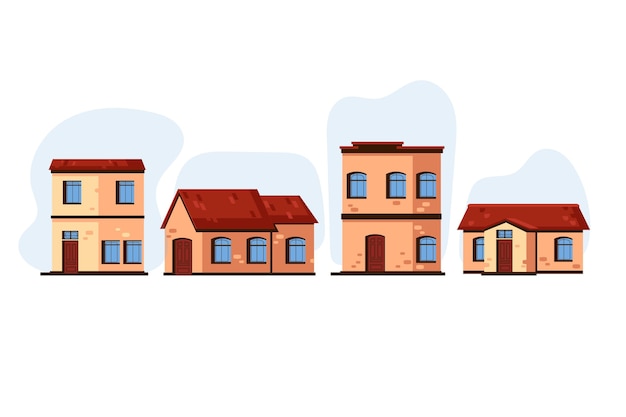 Pack of modern different houses