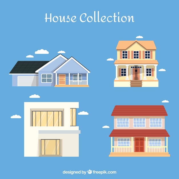 Free vector pack of modern houses with windows