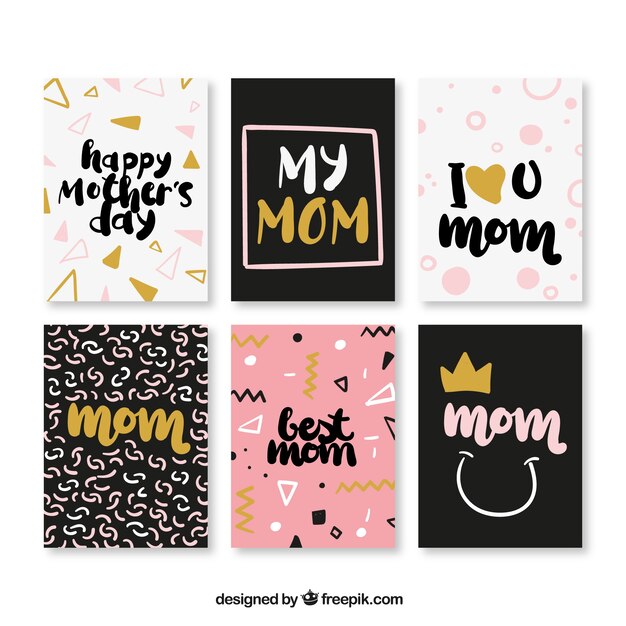 Pack of modern mother's day greeting cards
