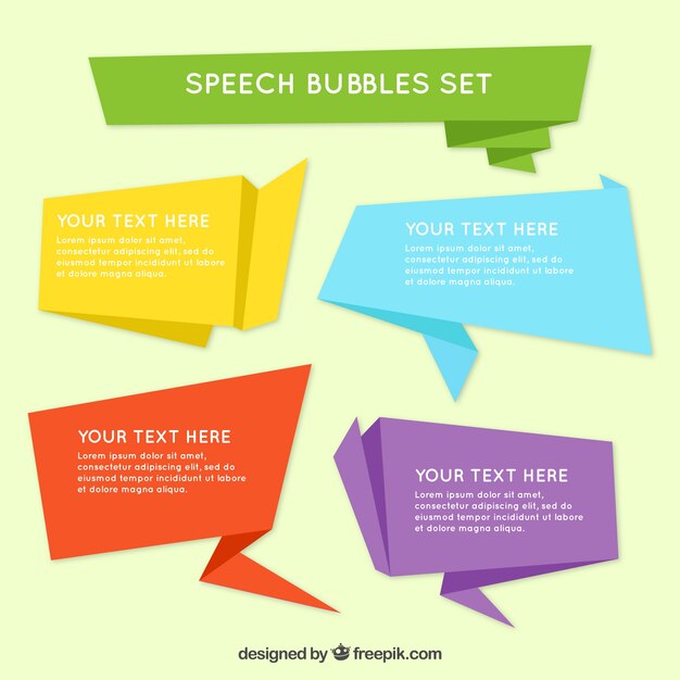 Pack of modern origami speech bubbles 