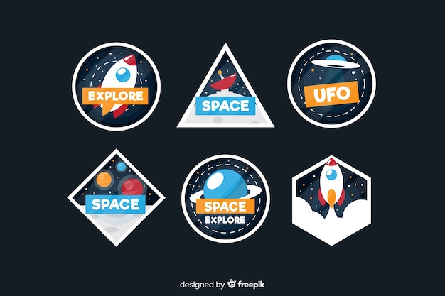 Free vector pack of modern space stickers