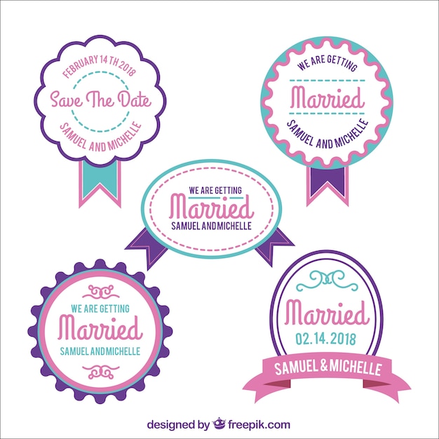 Free vector pack of modern wedding badges