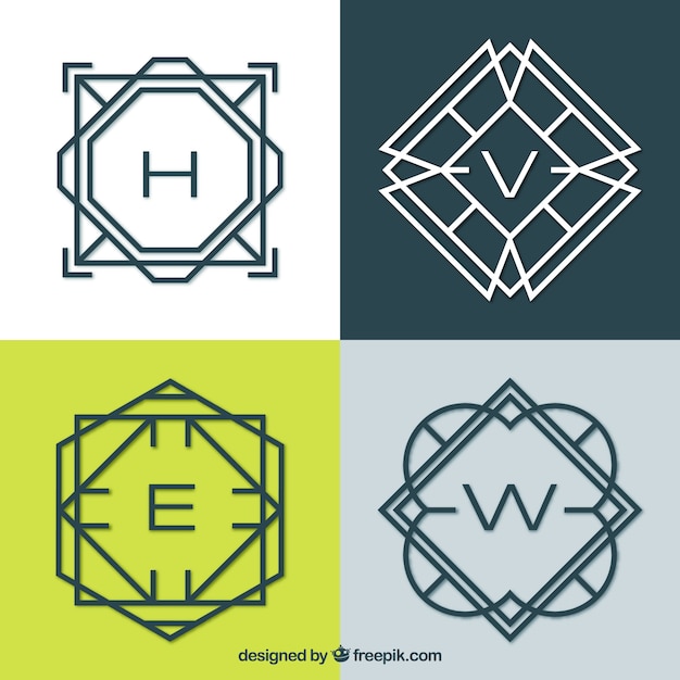 Free vector pack of monograms with lines