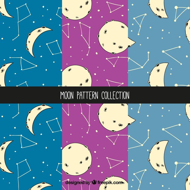 Free vector pack of moon patterns and constellations