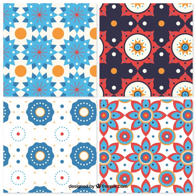 Pack of mosaic geometric shapes patterns