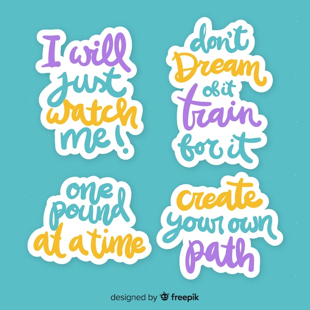 Pack of motivational lettering stickers