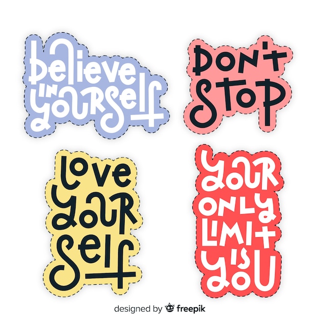 Pack of motivational lettering stickers