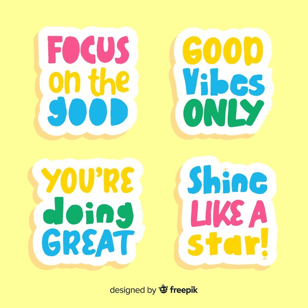 Pack of motivational lettering stickers