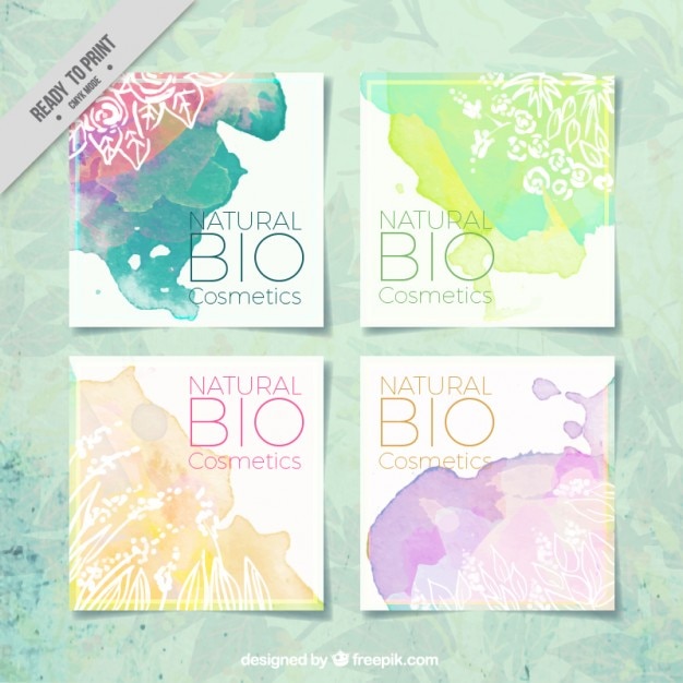 Pack of  natural products watercolor decorative cards