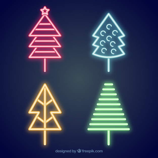 Pack of neon christmas trees