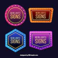 Free vector pack of neon lights posters