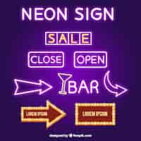 Free vector pack of neon placards