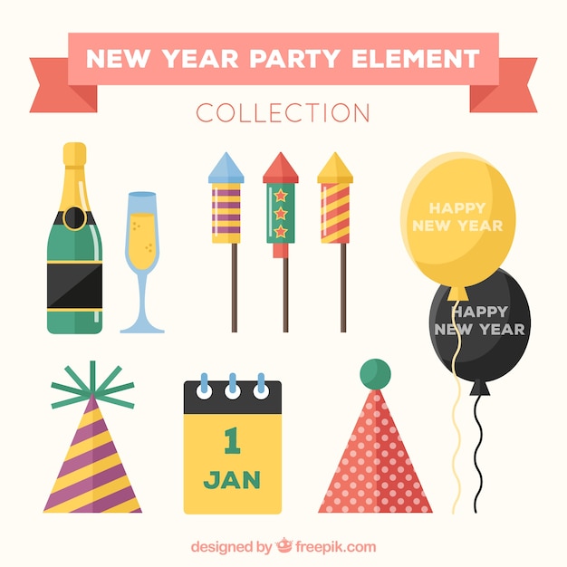 Pack of new year party elements