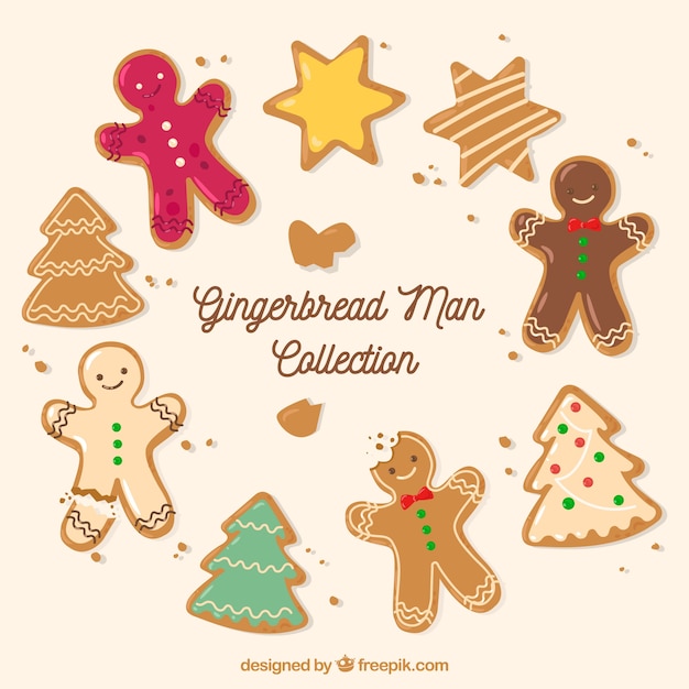 Free vector pack of nice and delicious gingerbread cookies