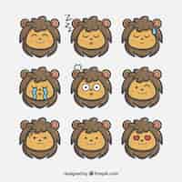 Free vector pack of nice hand drawn lion emoticons