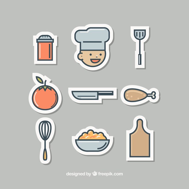 Free Vector pack of nice kitchen stickers