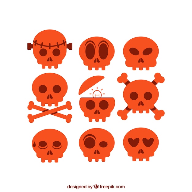 Free vector pack of nice orange skulls