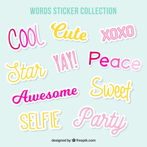 Pack of nice stickers with words