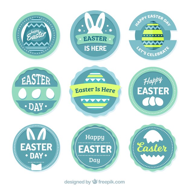 Pack of nine blue easter badges