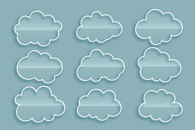 Free vector pack of nine clouds element design in line style