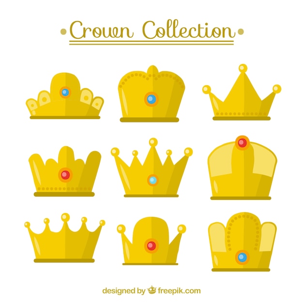 Free vector pack of nine gold crowns