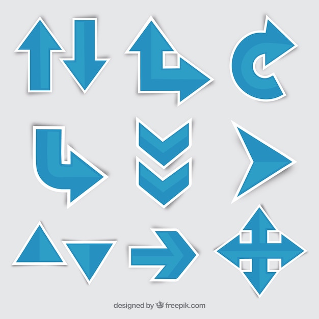 無料ベクター 矢印のステッカーのパック