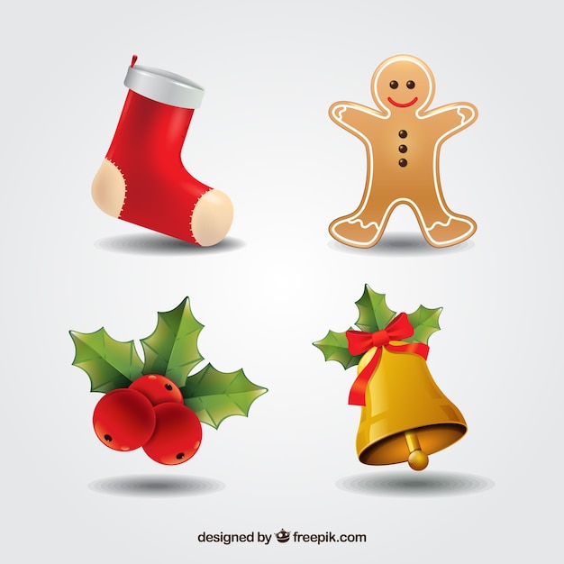 Бесплатное векторное изображение Набор элементов рождественских украшений