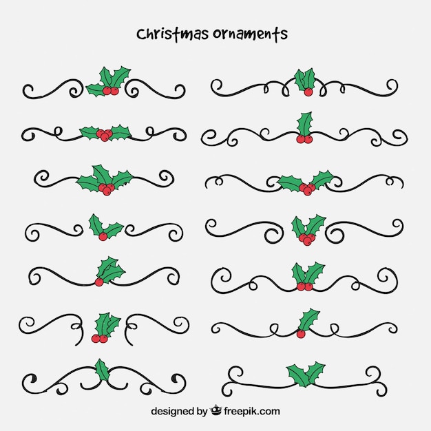 クリスマスの装飾的な要素のパック