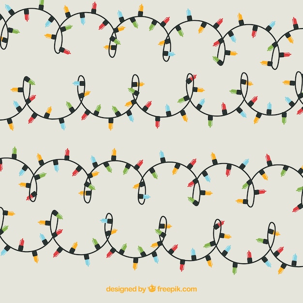 無料ベクター 色付きのクリスマスライトのパック