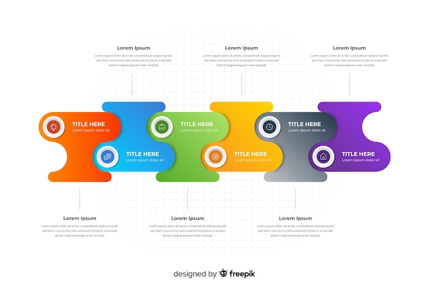 무료 벡터 다채로운 infographic 단계 팩
