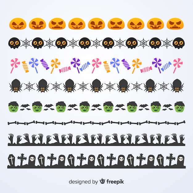 평면 디자인 장식 할로윈 테두리 팩