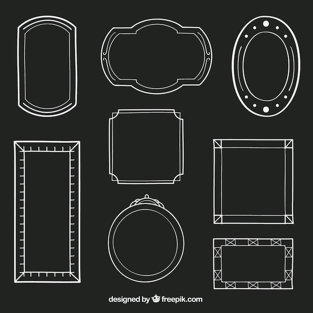 無料ベクター 装飾的な手描きのフレームパック