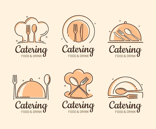 Пакет плоских шаблонов логотипов кейтеринга