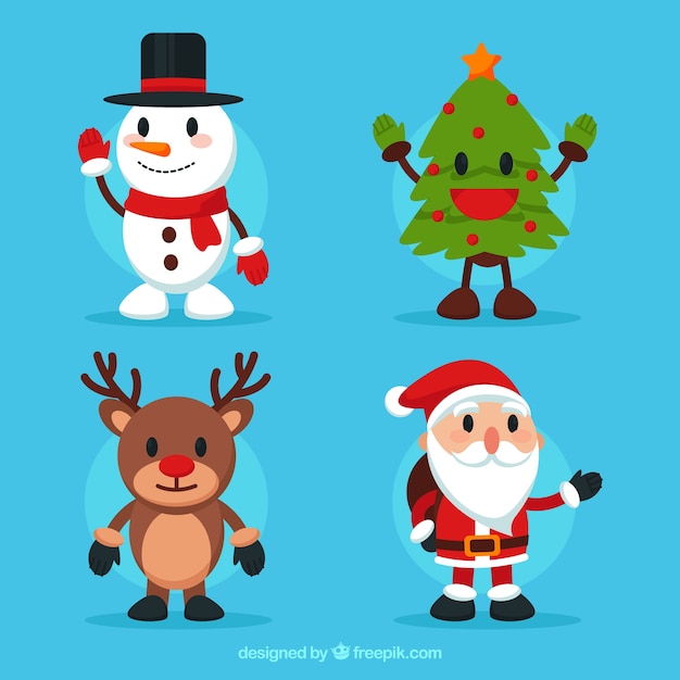 4人の素敵なクリスマスキャラクターのパック