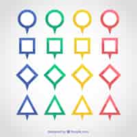 Бесплатное векторное изображение Упаковка из геометрических маркеров с различными цветами