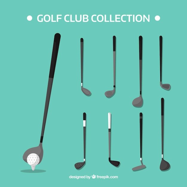 Бесплатное векторное изображение Пакет гольф-клубов разных типов