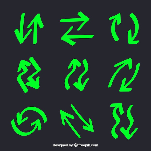 Бесплатное векторное изображение Пакет зеленых стрелок