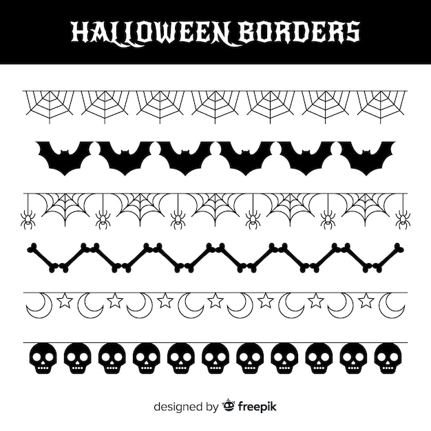 無料ベクター ハロウィーンの国境のパック