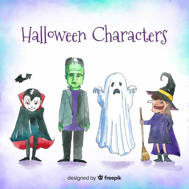 Бесплатное векторное изображение Пакет символов хэллоуина