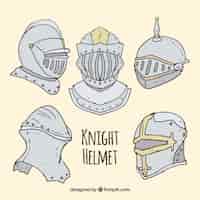 Бесплатное векторное изображение Пакет ручных бронебойных шлемов