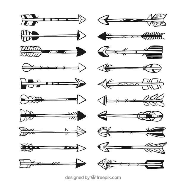 Бесплатное векторное изображение Пакет рисованных стрелок