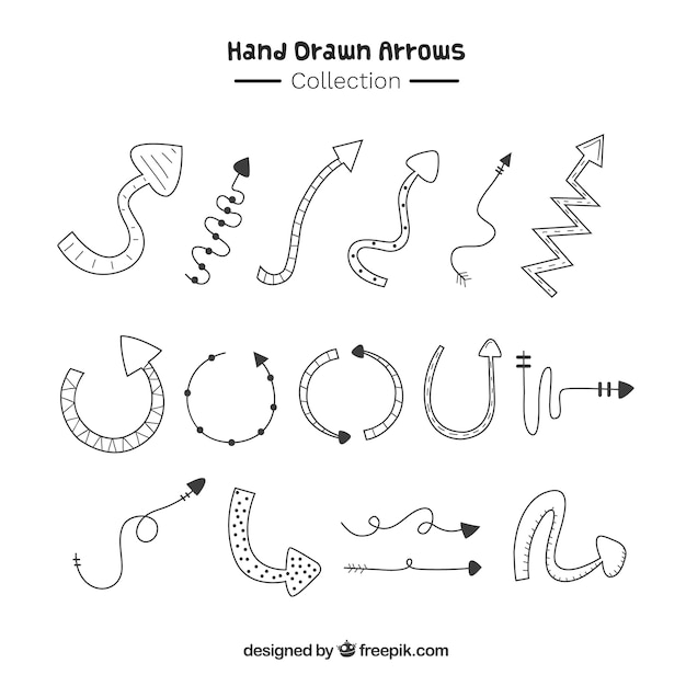 Бесплатное векторное изображение Пакет рисованных стрелок