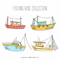 Бесплатное векторное изображение Упаковка ручной рыбацкой лодки